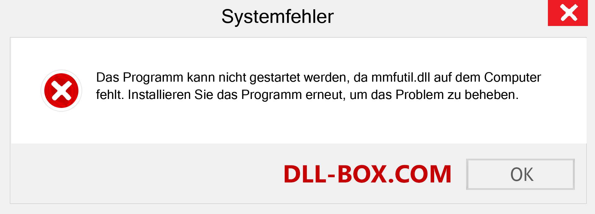 mmfutil.dll-Datei fehlt?. Download für Windows 7, 8, 10 - Fix mmfutil dll Missing Error unter Windows, Fotos, Bildern